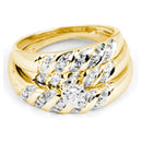 14kt Yellow Gold His & Hers Round Diamond Solitaire Matching Bridal Wedding Ring Band Set 1/12 Cttw - FREE Shipping (US/CAN)-Gold & Diamond Trio Sets-5-JadeMoghul Inc.