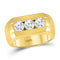 14kt Yellow Gold Mens Diamond 3-Stone Wedding Band Ring 1-3/8 Cttw-Gold & Diamond Men Rings-JadeMoghul Inc.