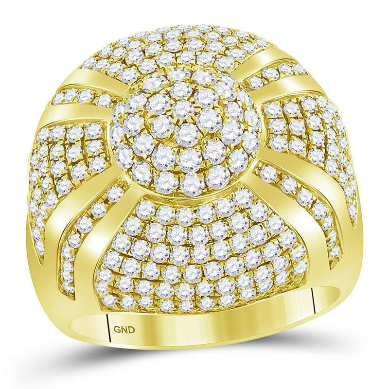 14kt Yellow Gold Men's Diamond Large Cluster Ring-Gold & Diamond General-12-JadeMoghul Inc.