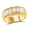 14kt Yellow Gold Mens Diamond Single Row Textured Wedding Band Ring 1.00 Cttw-Gold & Diamond Men Rings-JadeMoghul Inc.