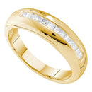 14kt Yellow Gold Men's Princess Channel-set Diamond Wedding Band Ring 1/2 Cttw - FREE Shipping (US/CAN)-Gold & Diamond Wedding Jewelry-8-JadeMoghul Inc.