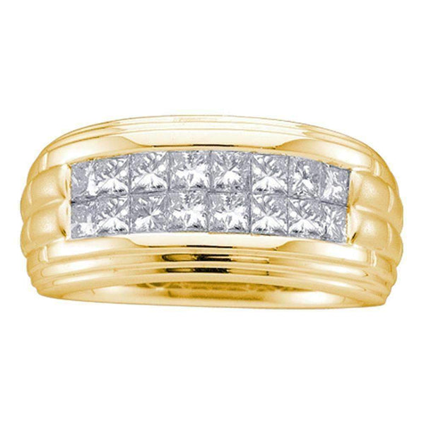 14kt Yellow Gold Men's Princess Diamond Double Row Wedding Band Ring 1/2 Cttw - FREE Shipping (US/CAN)-Gold & Diamond Wedding Jewelry-8-JadeMoghul Inc.