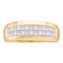 14kt Yellow Gold Men's Princess Diamond Wedding Band Ring 1.00 Cttw - FREE Shipping (US/CAN)-Gold & Diamond Wedding Jewelry-11-JadeMoghul Inc.