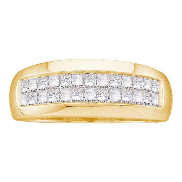 14kt Yellow Gold Men's Princess Diamond Wedding Band Ring 1.00 Cttw - FREE Shipping (US/CAN)-Gold & Diamond Wedding Jewelry-11-JadeMoghul Inc.