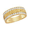 14kt Yellow Gold Men's Round Channel-set Diamond Grecco Textured Double Row Wedding Band Ring 1.00 Cttw - FREE Shipping (US/CAN)-Gold & Diamond Wedding Jewelry-8-JadeMoghul Inc.