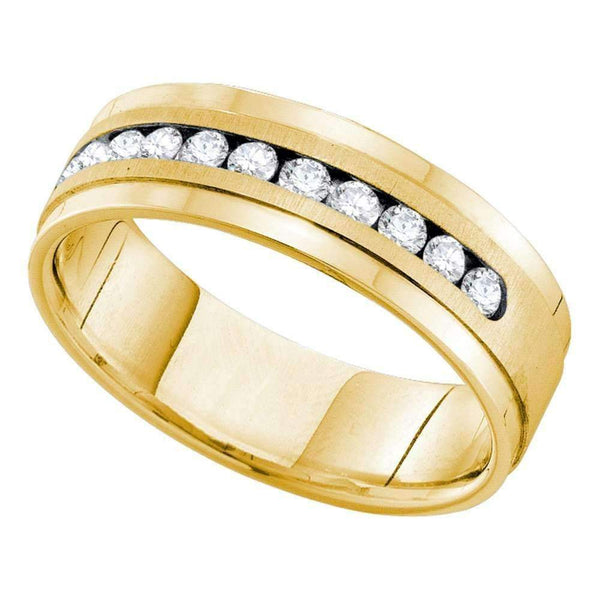 14kt Yellow Gold Men's Round Channel-set Diamond Single Row Wedding Band Ring 1.00 Cttw - FREE Shipping (US/CAN)-Gold & Diamond Wedding Jewelry-8-JadeMoghul Inc.