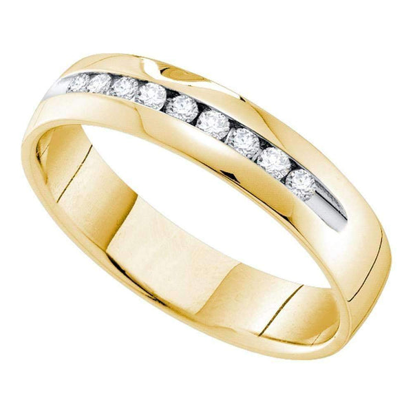 14kt Yellow Gold Men's Round Channel-set Diamond Single Row Wedding Band Ring 1/2 Cttw - FREE Shipping (US/CAN)-Gold & Diamond Wedding Jewelry-8-JadeMoghul Inc.