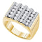14kt Yellow Gold Men's Round Channel-set Diamond Square Stripe Cluster Ring 1-1/2 Cttw - FREE Shipping (US/CAN)-Gold & Diamond Men Rings-8-JadeMoghul Inc.