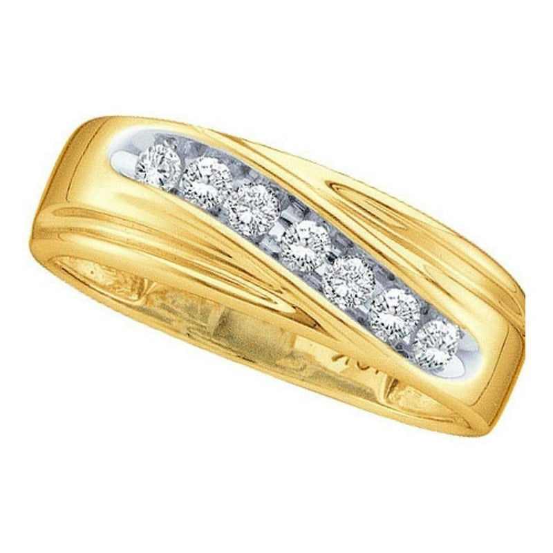 14kt Yellow Gold Men's Round Channel-set Diamond Wedding Anniversary Band Ring 1/4 Cttw - FREE Shipping (US/CAN)-Gold & Diamond Wedding Jewelry-8-JadeMoghul Inc.