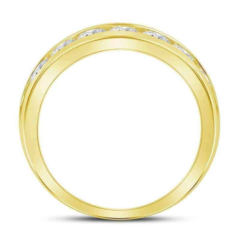 14kt Yellow Gold Men's Round Channel-set Diamond Wedding Band Ring 1-1/2 Cttw - FREE Shipping (US/CAN)-Gold & Diamond Wedding Jewelry-9-JadeMoghul Inc.