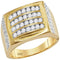 14kt Yellow Gold Men's Round Diamond Arched Square Cluster Ring 1-1/3 Cttw - FREE Shipping (US/CAN)-Gold & Diamond Men Rings-8-JadeMoghul Inc.
