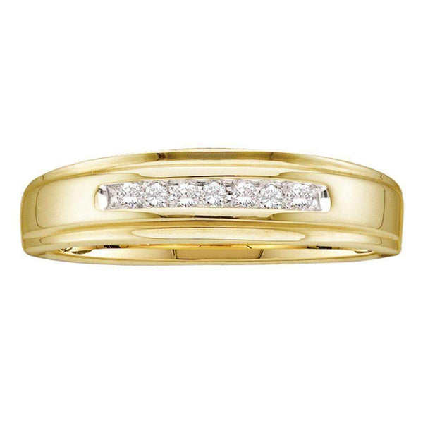 14kt Yellow Gold Men's Round Diamond Channel-set Wedding Anniversary Band Ring 1/12 Cttw - FREE Shipping (US/CAN)-Gold & Diamond Wedding Jewelry-8-JadeMoghul Inc.
