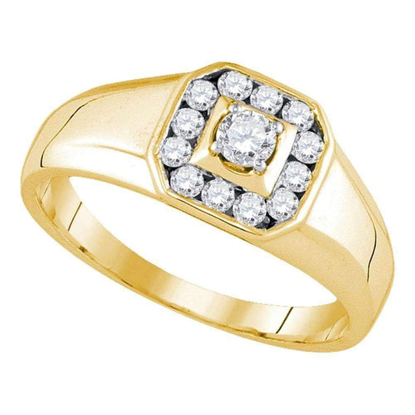 14kt Yellow Gold Men's Round Diamond Cluster Ring 1/2 Cttw - FREE Shipping (US/CAN)-Gold & Diamond Men Rings-8-JadeMoghul Inc.