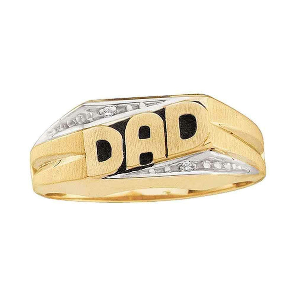 14kt Yellow Gold Men's Round Diamond Dad Father Band Ring .01 Cttw - FREE Shipping (US/CAN)-Men's Rings-8-JadeMoghul Inc.