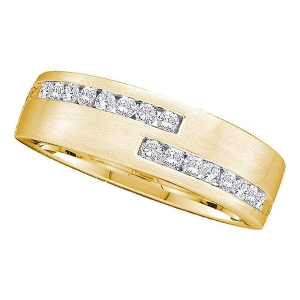 14kt Yellow Gold Men's Round Diamond Double Row Wedding Band Ring 1/2 Cttw - FREE Shipping (US/CAN)-Wedding Jewelry-8-JadeMoghul Inc.