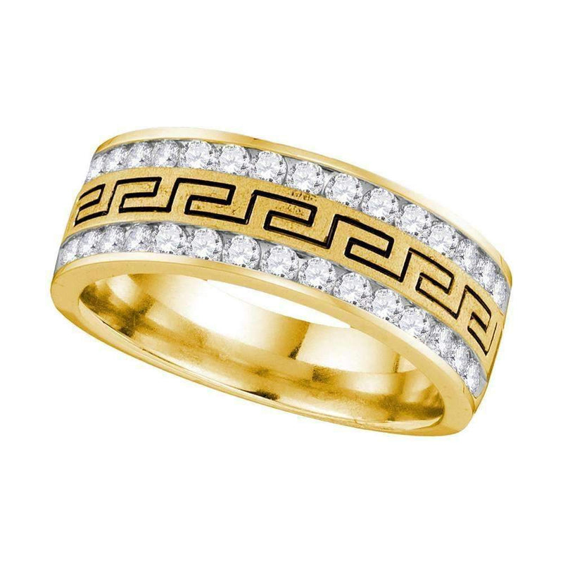 14kt Yellow Gold Men's Round Diamond Grecco Wedding Band Ring 1/4 Cttw - FREE Shipping (US/CAN)-Gold & Diamond Wedding Jewelry-9-JadeMoghul Inc.