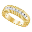 14kt Yellow Gold Men's Round Diamond Milgrain Wedding Anniversary Band Ring 1/2 Cttw - FREE Shipping (US/CAN)-Gold & Diamond Wedding Jewelry-8-JadeMoghul Inc.