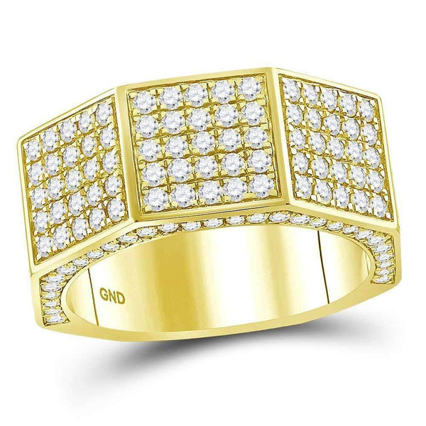 14kt Yellow Gold Men's Round Diamond Octagon Nut Faceted Band Ring 2-3-4 Cttw - FREE Shipping (US/CAN)-Gold & Diamond Men Rings-JadeMoghul Inc.