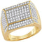14kt Yellow Gold Men's Round Diamond Rectangle Cluster Ring 1-1/2 Cttw - FREE Shipping (US/CAN)-Gold & Diamond Rings-8-JadeMoghul Inc.