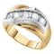 14kt Yellow Gold Mens Round Diamond Single Row Two-tone Large Band Ring 1.00 Cttw - FREE Shipping (US/CAN)-Gold & Diamond Wedding Jewelry-8-JadeMoghul Inc.