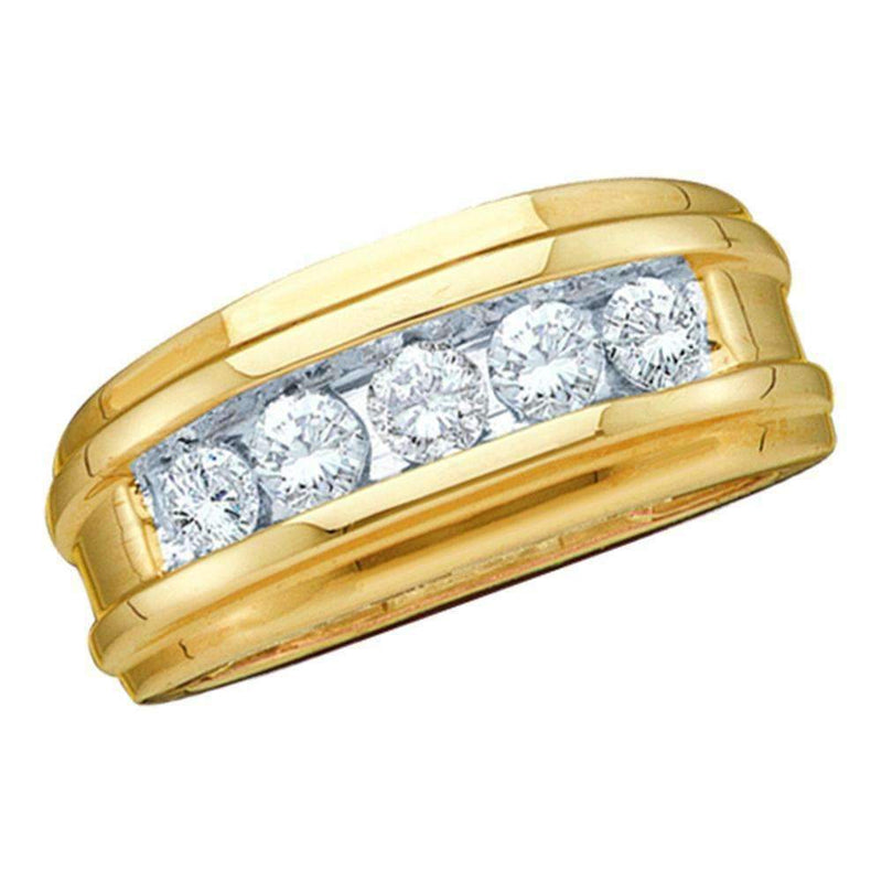 14kt Yellow Gold Men's Round Diamond Single Row Wedding Band Ring 1/4 Cttw - FREE Shipping (US/CAN)-Gold & Diamond Wedding Jewelry-8-JadeMoghul Inc.