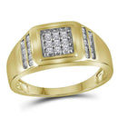14kt Yellow Gold Mens Round Diamond Square Cluster Ring 1/4 Cttw-Gold & Diamond Men Rings-10.5-JadeMoghul Inc.