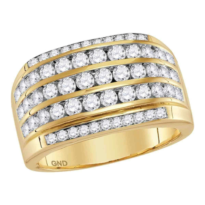 14kt Yellow Gold Men's Round Diamond Striped Wedding Anniversary Band Ring 2-1/3 Cttw - FREE Shipping (US/CAN)-Gold & Diamond Men Rings-8-JadeMoghul Inc.