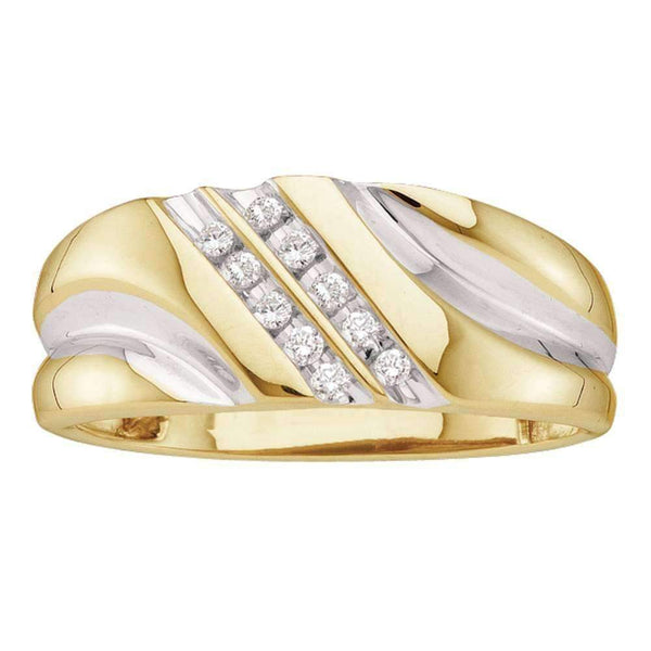 14kt Yellow Gold Men's Round Diamond Wedding Band Ring 1/8 Cttw - FREE Shipping (US/CAN)-Gold & Diamond Wedding Jewelry-8-JadeMoghul Inc.