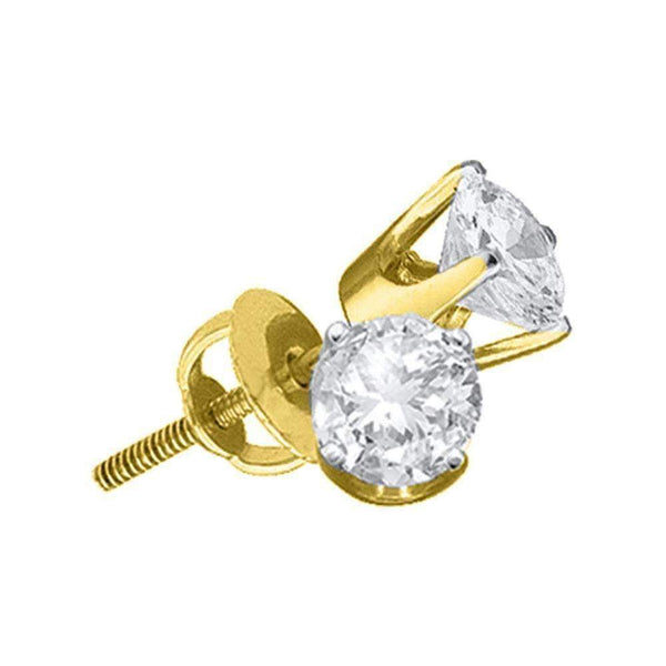 14kt Yellow Gold Unisex Round Diamond Solitaire Earrings 5-8 Cttw - FREE Shipping (US/CAN)-Gold & Diamond Earrings-JadeMoghul Inc.