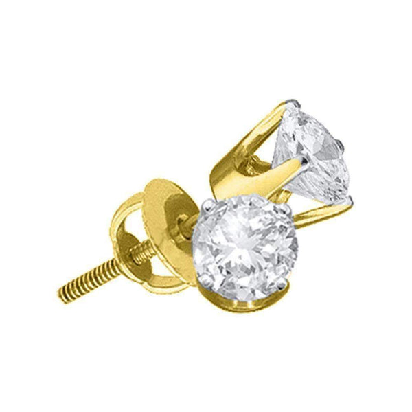 14kt Yellow Gold Unisex Round Diamond Solitaire Stud Earrings 1-2 Cttw - FREE Shipping (US/CAN)-Gold & Diamond Earrings-JadeMoghul Inc.