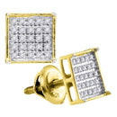 14kt Yellow Gold Unisex Round Diamond Square Cluster Stud Earrings 1-6 Cttw - FREE Shipping (US/CAN)-Gold & Diamond Earrings-JadeMoghul Inc.