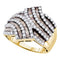 14kt Yellow Gold Women's Baguette Brown Color Enhanced Diamond Bypass Band Ring 1-3/4 Cttw - FREE Shipping (US/CAN)-Gold & Diamond Bands-5-JadeMoghul Inc.