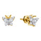 14kt Yellow Gold Women's Baguette Diamond Butterfly Bug Earrings 1-2 Cttw - FREE Shipping (USA/CAN)-Gold & Diamond Earrings-JadeMoghul Inc.