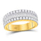 14kt Yellow Gold Women's Baguette Diamond Triple Row Band Ring 1-1/2 Cttw-Gold & Diamond Rings-JadeMoghul Inc.