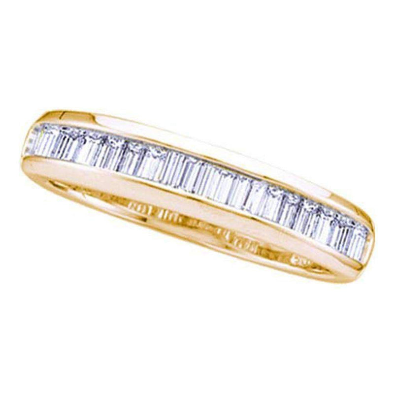 14kt Yellow Gold Women's Baguette Diamond Wedding Anniversary Band Ring 1/6 Cttw - FREE Shipping (US/CAN)-Gold & Diamond Wedding Jewelry-5-JadeMoghul Inc.