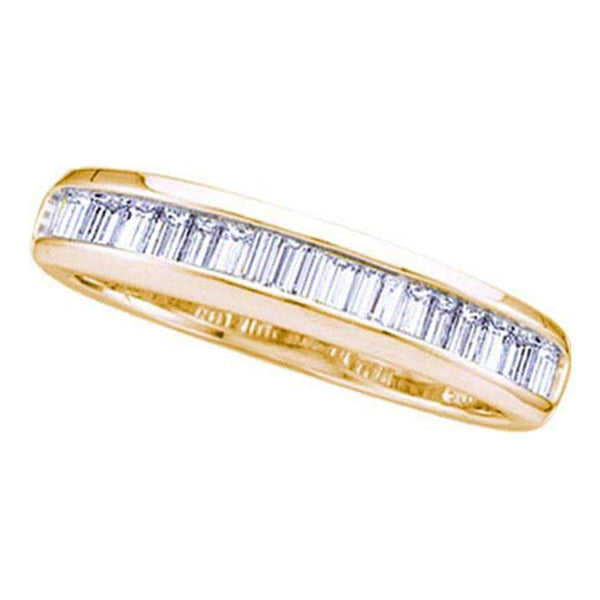 14kt Yellow Gold Women's Baguette Diamond Wedding Anniversary Band Ring 1/6 Cttw - FREE Shipping (US/CAN)-Gold & Diamond Wedding Jewelry-5-JadeMoghul Inc.