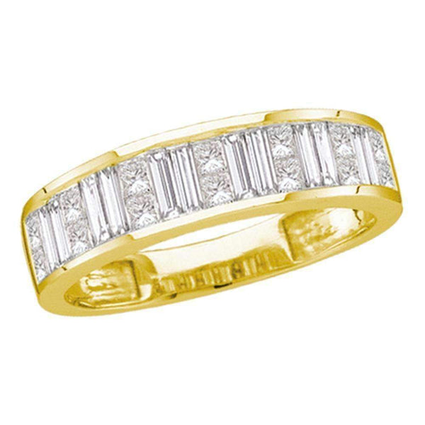 14kt Yellow Gold Women's Baguette & Princess Diamond Wedding Anniversary Band 1.00 Cttw - FREE Shipping (US/CAN)-Gold & Diamond Wedding Jewelry-8-JadeMoghul Inc.