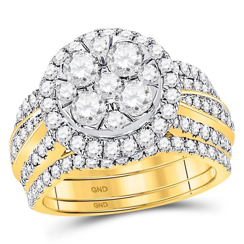 14kt Yellow Gold Women's Diamond 3-Piece Bridal or Engagement Ring Band Set 2-1/2 Cttw-Gold & Diamond Wedding Jewelry-JadeMoghul Inc.