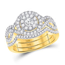 14kt Yellow Gold Women's Diamond 3-Piece Bridal Wedding Ring Set 1.00 Cttw-Gold & Diamond Wedding Jewelry-JadeMoghul Inc.
