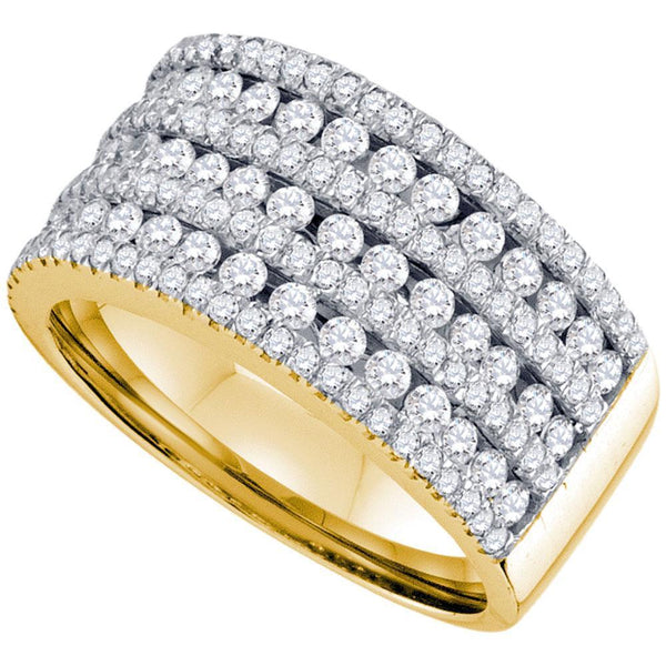 14kt Yellow Gold Women's Diamond 7-row Band Ring 1-1/2 Cttw-Gold & Diamond Rings-JadeMoghul Inc.
