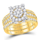 14kt Yellow Gold Women's Diamond Bridal Guard Enhancer Wedding Ring Set 1-1/2 Cttw-Gold & Diamond Wedding Jewelry-JadeMoghul Inc.