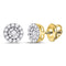 14kt Yellow Gold Women's Diamond Circle Frame Stud Earrings 1/4 Cttw-Gold & Diamond Earrings-JadeMoghul Inc.
