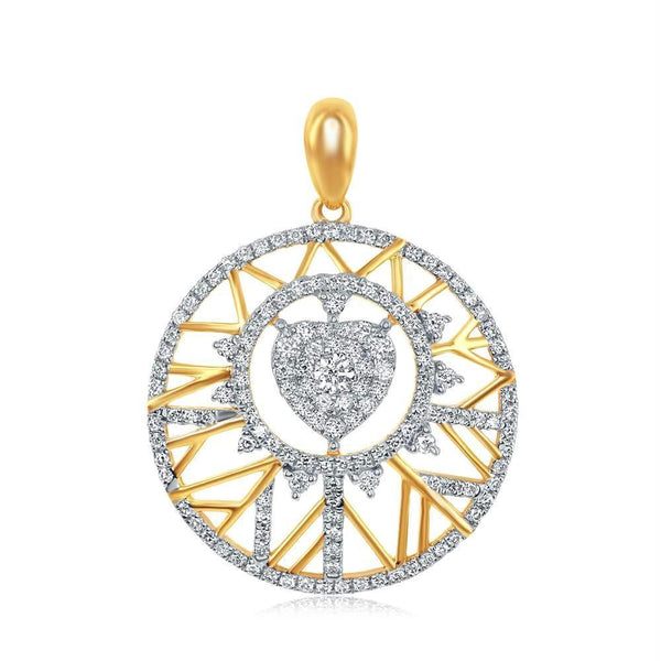 14kt Yellow Gold Women's Diamond Circle Heart Pendant-Gold & Diamond Pendants & Necklaces-JadeMoghul Inc.
