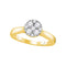 14kt Yellow Gold Women's Diamond Cluster Bridal or Engagement Ring 1/2 Cttw-Gold & Diamond Wedding Jewelry-JadeMoghul Inc.