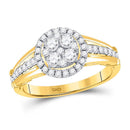 14kt Yellow Gold Women's Diamond Cluster Bridal or Engagement Ring 3/4 Cttw-Gold & Diamond Wedding Jewelry-JadeMoghul Inc.