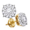 14kt Yellow Gold Women's Diamond Cluster Earrings 1-1/2 Cttw-Gold & Diamond Earrings-JadeMoghul Inc.