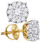 14kt Yellow Gold Women's Diamond Cluster Earrings 1.00 Cttw-Gold & Diamond Earrings-JadeMoghul Inc.