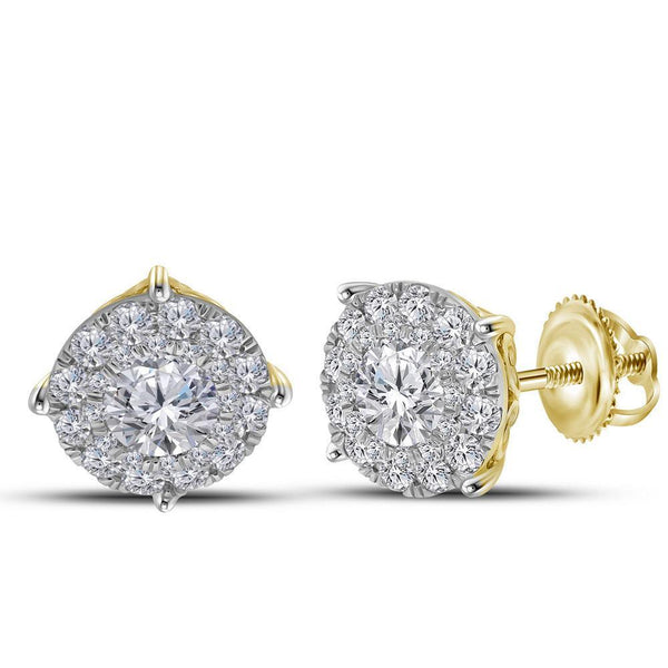 14kt Yellow Gold Women's Diamond Cluster Earrings 2.00 Cttw-Gold & Diamond Earrings-JadeMoghul Inc.