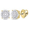 14kt Yellow Gold Women's Diamond Concentric Circle Cluster Earrings 1/3 Cttw-Gold & Diamond Earrings-JadeMoghul Inc.
