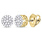 14kt Yellow Gold Women's Diamond Concentric Circle Cluster Earrings 1/4 Cttw-Gold & Diamond Earrings-JadeMoghul Inc.